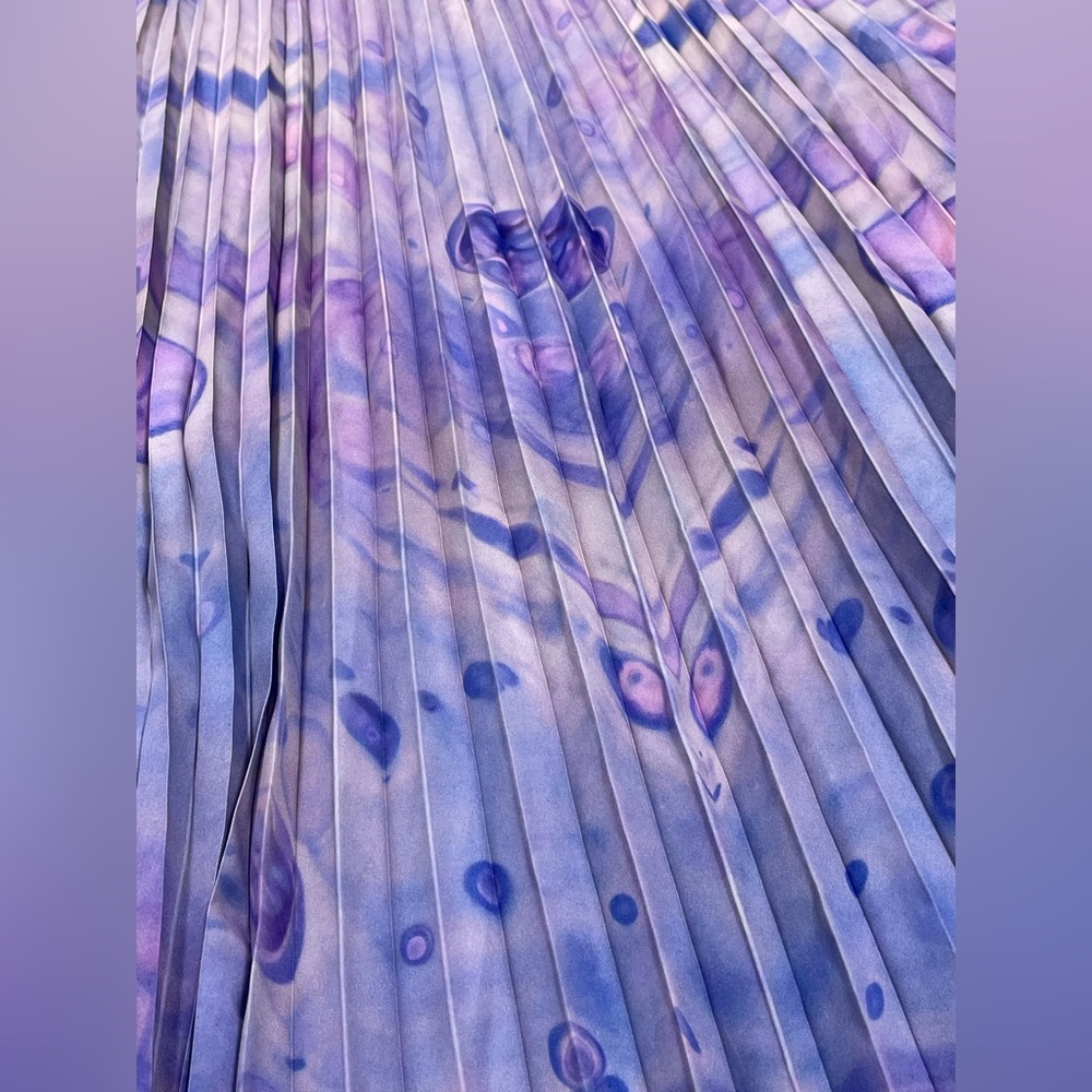 Anthropologie Purple Siddhartha Bansal Marble Dyed Pleated Maxi Skirt Size 2 - Picture 6 of 14